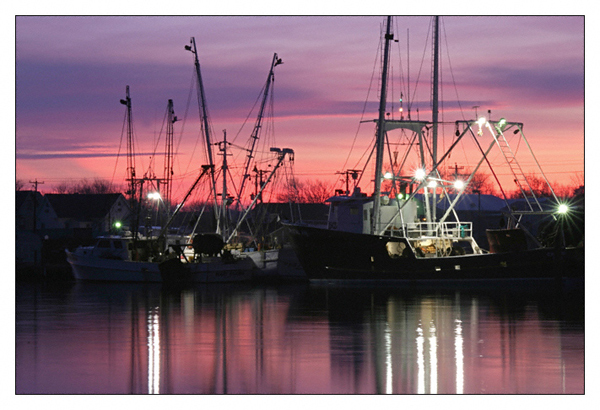 Fishing Boats at Sunrise - Chincoteague Channel - Chincoteague Island, Virginia