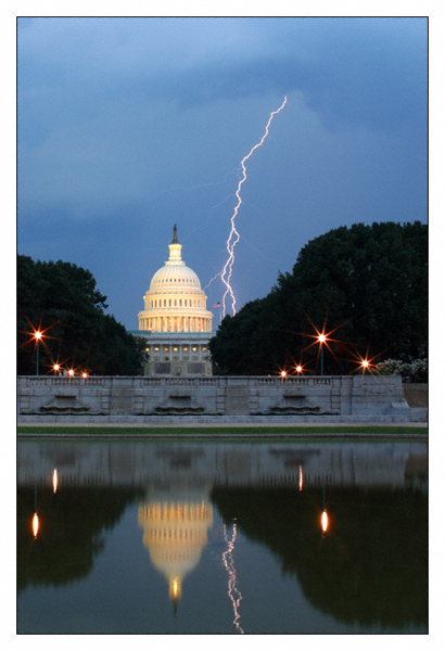 Capitol and Lightening Reflection - Washington, D.C.